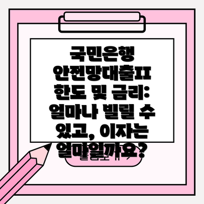 국민은행 안전망대출II 한도 및 금리: 얼마나 빌릴 수 있고, 이자는 얼마일까요?