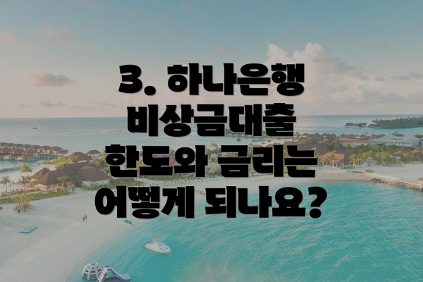 3. 하나은행 비상금대출 한도와 금리는 어떻게 되나요?
