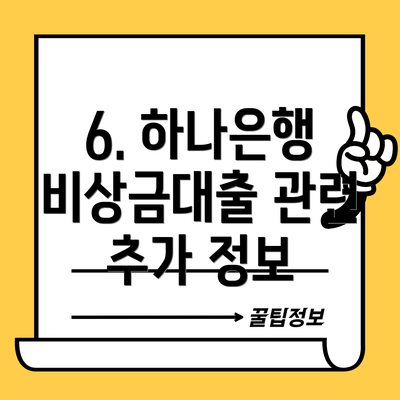 6. 하나은행 비상금대출 관련 추가 정보