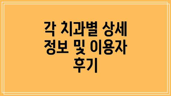각 치과별 상세 정보 및 이용자 후기