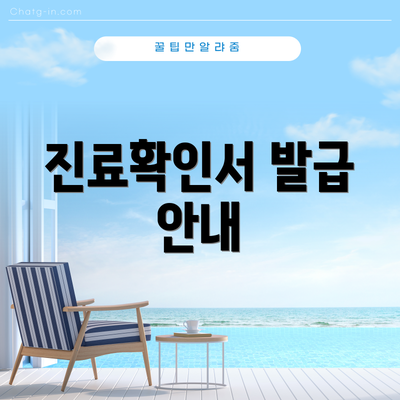 진료확인서 발급 안내