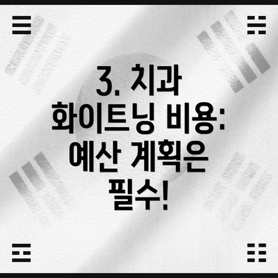3. 치과 화이트닝 비용: 예산 계획은 필수!