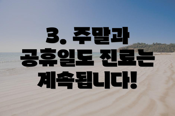3. 주말과 공휴일도 진료는 계속됩니다!