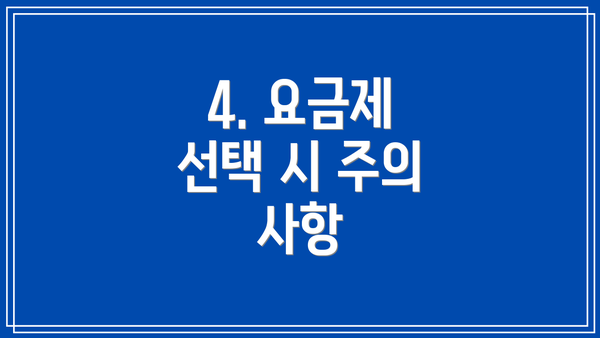 4. 요금제 선택 시 주의 사항