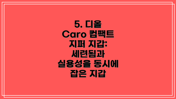 5. 디올 Caro 컴팩트 지퍼 지갑:  세련됨과 실용성을 동시에 잡은 지갑